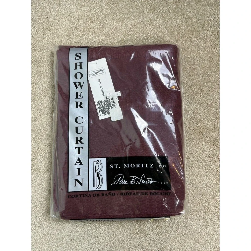 NIP Park B. Smith Classic Square Wine Shower Curtain Cotton Made In India